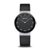 BERING Classic Polished Silver 35mm Black Dial Women's Watch 10135-4025
