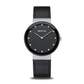 BERING Classic Polished Silver 35mm Black Dial Women's Watch 10135-4025