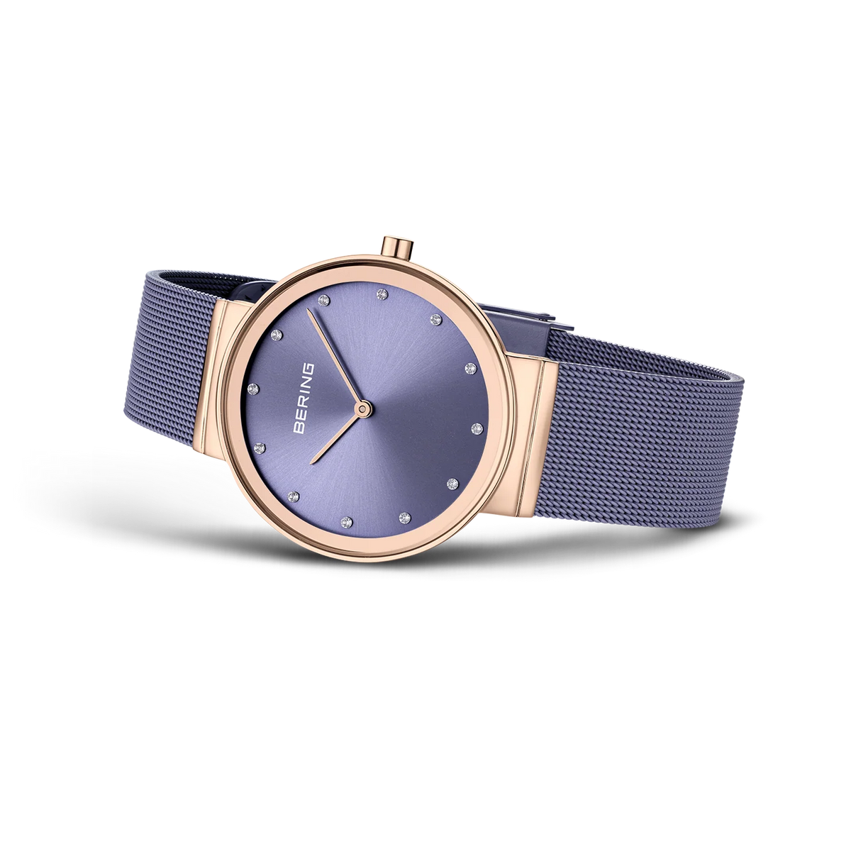 BERING Sparkling Mesh Watch Lavender Rose Gold 35mm Lavender Sunray Dial Women's Watch 10135-968
