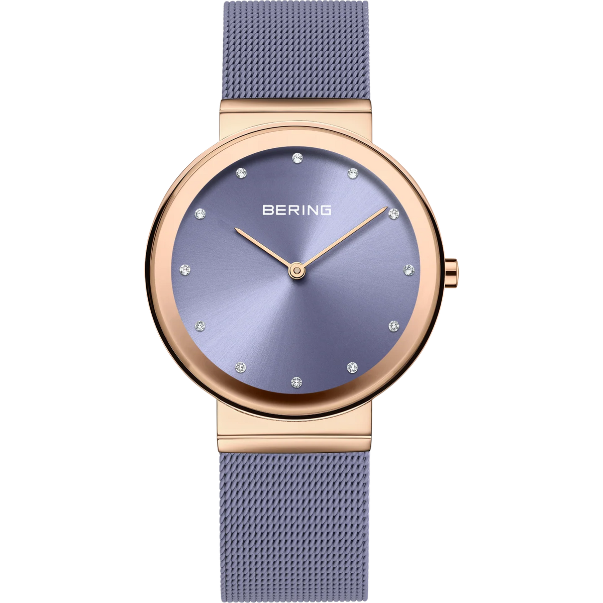 BERING Sparkling Mesh Watch Lavender Rose Gold 35mm Lavender Sunray Dial Women's Watch 10135-968