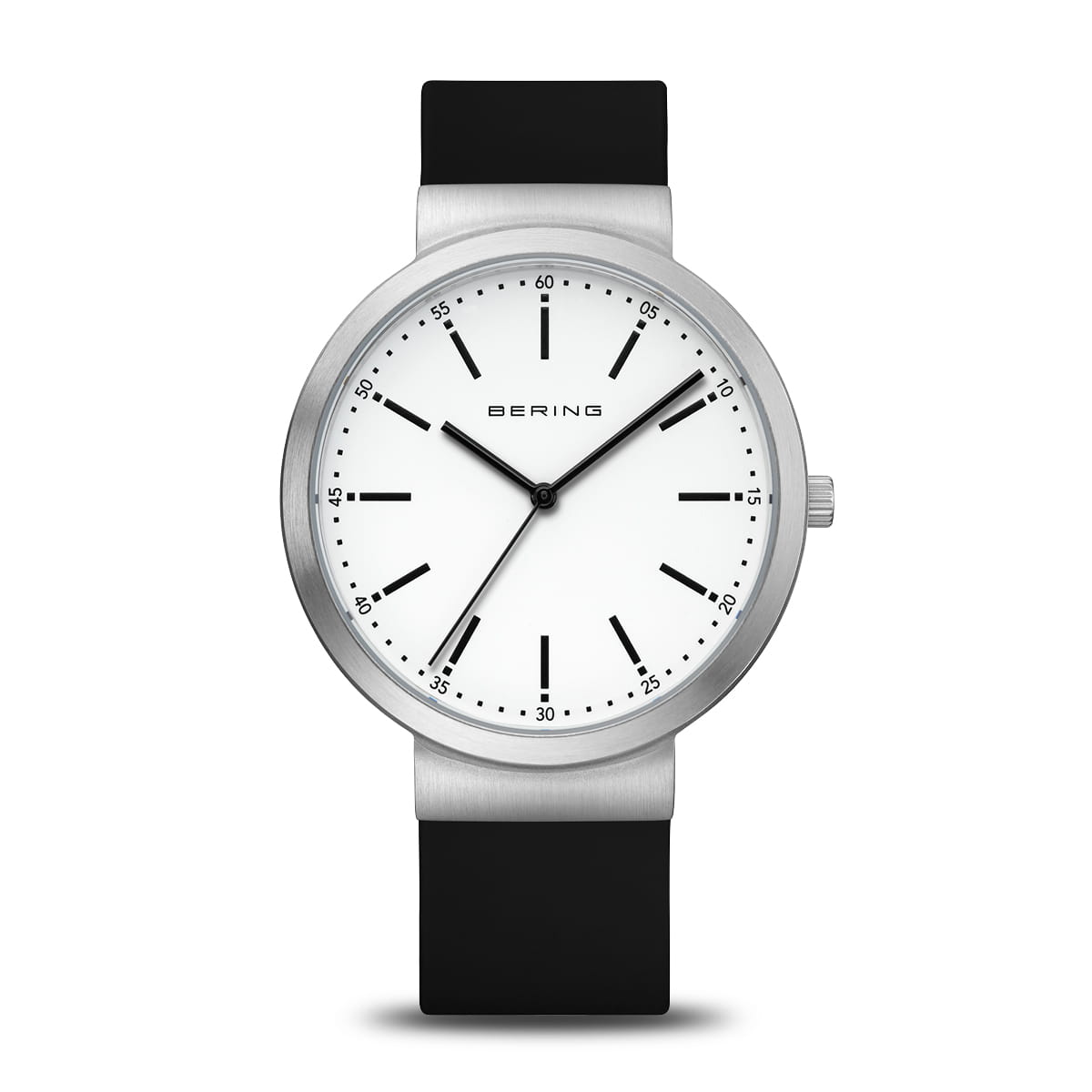 BERING Classic Polished Silver 41mm White Dial Women's Watch 10141-404