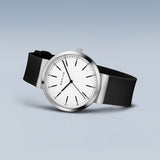 BERING Classic Polished Silver 41mm White Dial Women's Watch 10141-404