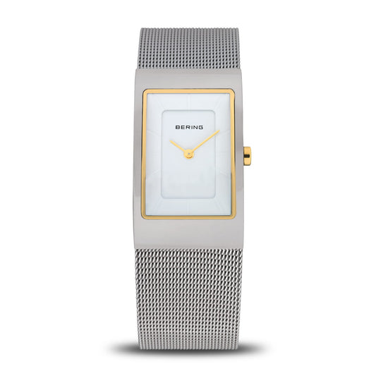 BERING Classic Polished Silver 22mm White Dial Women's Watch 10222-010-S