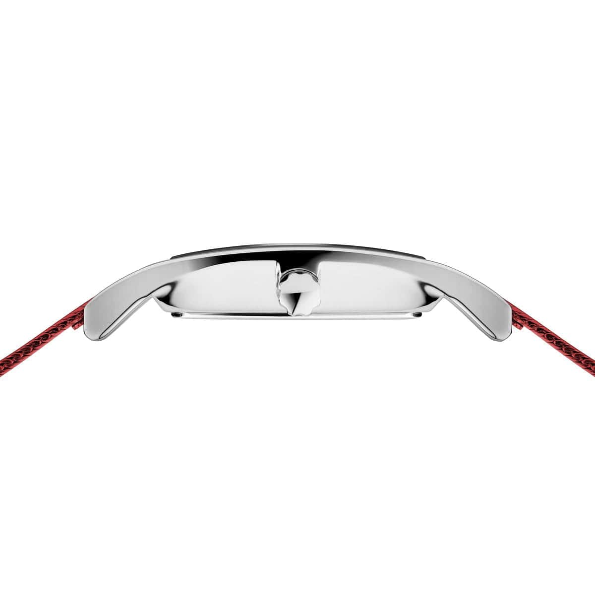 BERING Classic Polished Silver 26mm Red Sunray Dial Women's Watch 10426-303-S