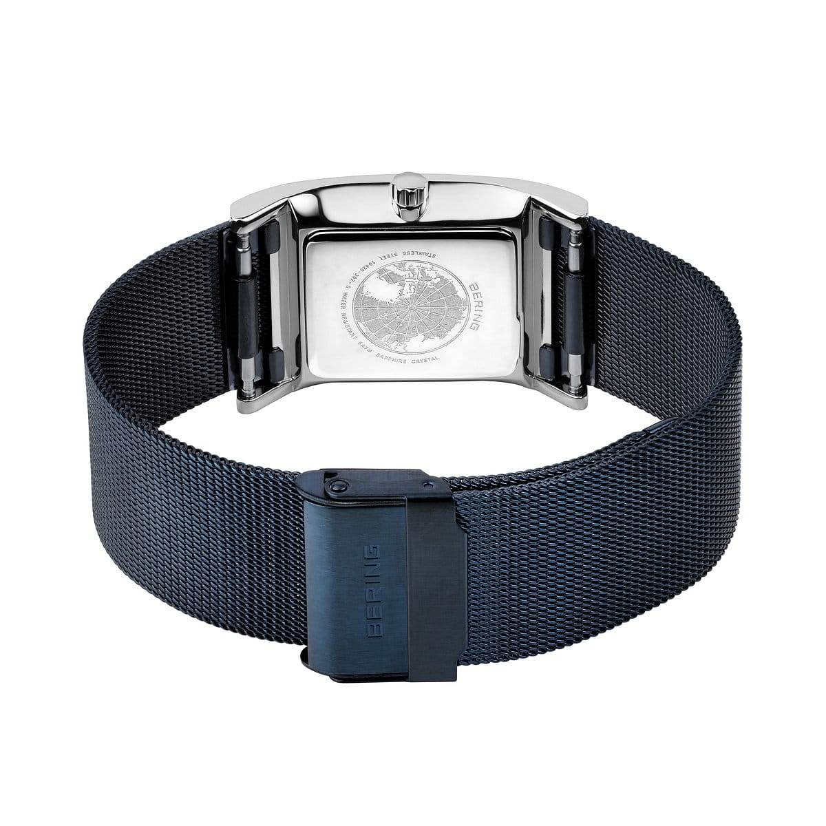 BERING Classic Polished Silver 26mm Blue Mother of Pearl Dial Women's Watch 10426-307-S