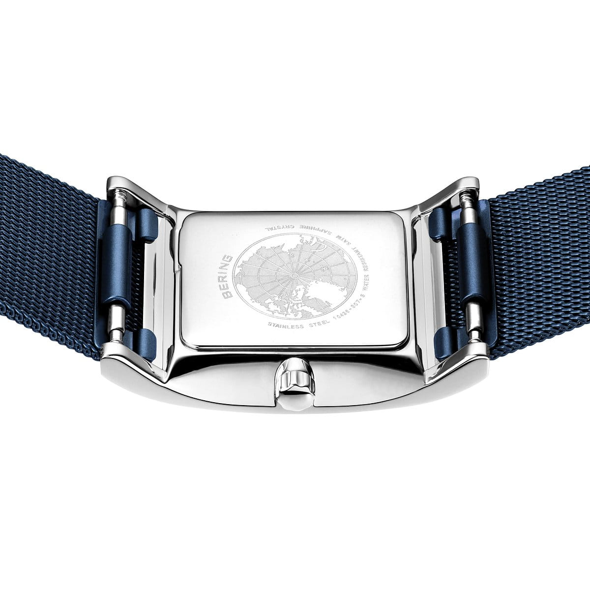 BERING Classic Polished Silver 26mm Blue Mother of Pearl Dial Women's Watch 10426-307-S