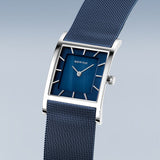BERING Classic Polished Silver 26mm Blue Mother of Pearl Dial Women's Watch 10426-307-S