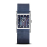 BERING Classic Polished Silver 26mm Blue Dial Women's Watch 10426-397-S