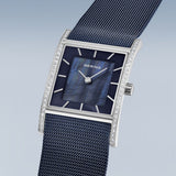 BERING Classic Polished Silver 26mm Blue Dial Women's Watch 10426-397-S