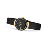BERING Ceramic Wave Diamond Mesh Watch Black 27mm Black Diamond Dial Women's Watch 10725-132