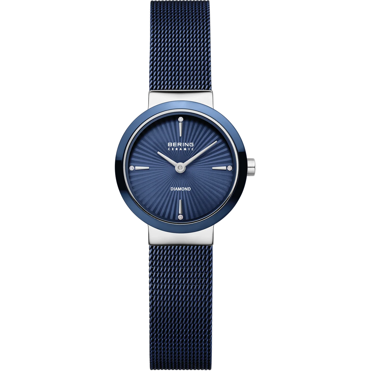 BERING Ceramic Wave Diamond Mesh Watch Blue 27mm Blue Diamond Dial Women's Watch 10725-307