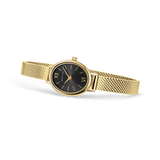 BERING Petite Oval Roman Numeral Mesh Watch Black 20mm Black Sunray Dial Women's Watch 11020-332
