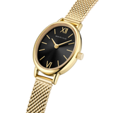 BERING Petite Oval Roman Numeral Mesh Watch Black 20mm Black Sunray Dial Women's Watch 11020-332