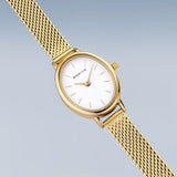 BERING Classic Polished Gold 20mm White Dial Women's Watch 11020-334
