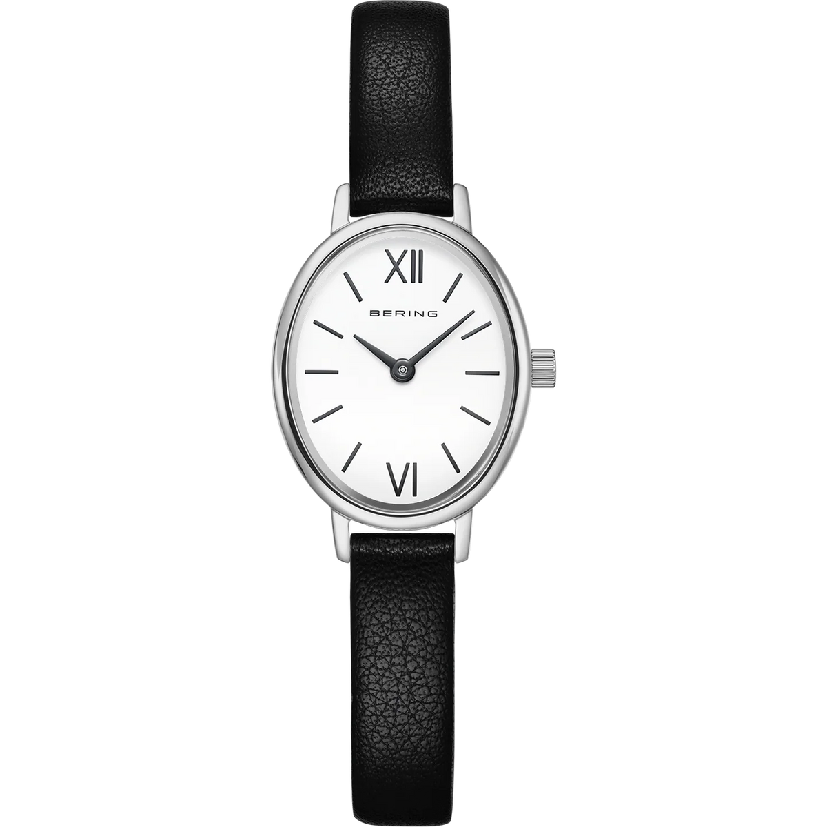BERING Petite Oval Roman Numeral Leather Watch White 20mm White Dial Women's Watch 11020-402