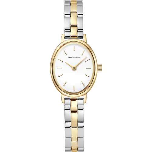 BERING Petite Oval Link Watch Gold 20mm White Dial Women's Watch 11020-714