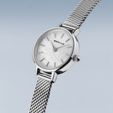 BERING Classic Polished Silver 22mm White Mother of Pearl Dial Women's Watch 11022-004