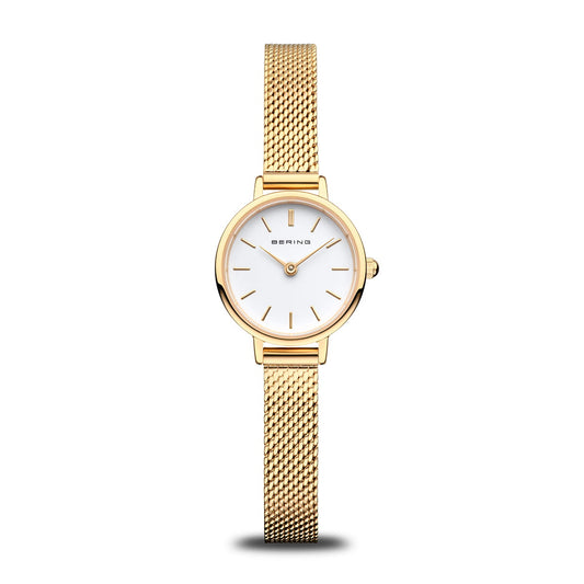 BERING Classic Polished Gold 22mm White Dial Women's Watch 11022-334