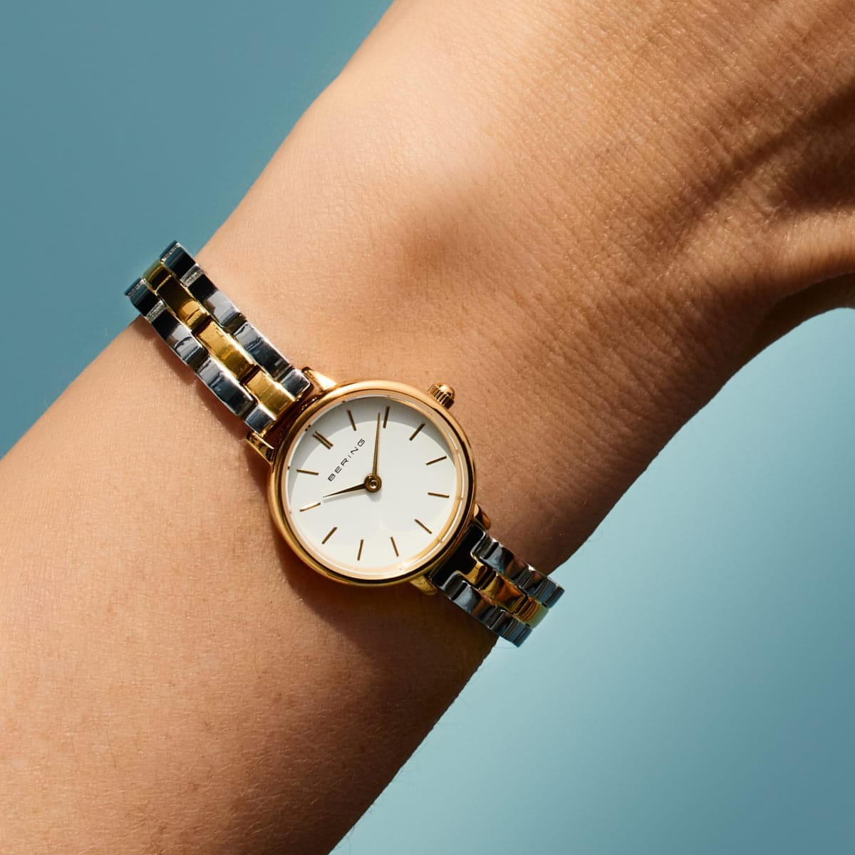 BERING Classic Polished Gold 22mm White Dial Women's Watch 11022-714