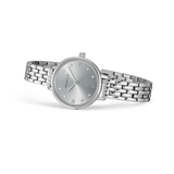 BERING Demi Roman Numeral Sparkling Link Watch Silver 28mm Silver Sunray Dial Women's Watch 11028-700
