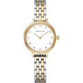 BERING Demi Roman Numeral Sparkling Link Watch Bicolor 28mm White Dial Women's Watch 11028-714