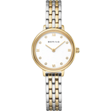 BERING Demi Roman Numeral Sparkling Link Watch Bicolor 28mm White Dial Women's Watch 11028-714