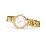 BERING Demi Roman Numeral Sparkling Link Watch Gold 28mm White Dial Women's Watch 11028-734