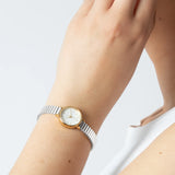 BERING Numerical Link Watch Gold Silver 28mm White Dial Women's Watch 11028-914