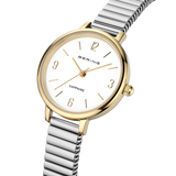 BERING Numerical Link Watch Gold Silver 28mm White Dial Women's Watch 11028-914