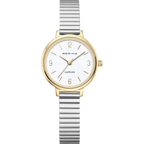 BERING Numerical Link Watch Gold Silver 28mm White Dial Women's Watch 11028-914