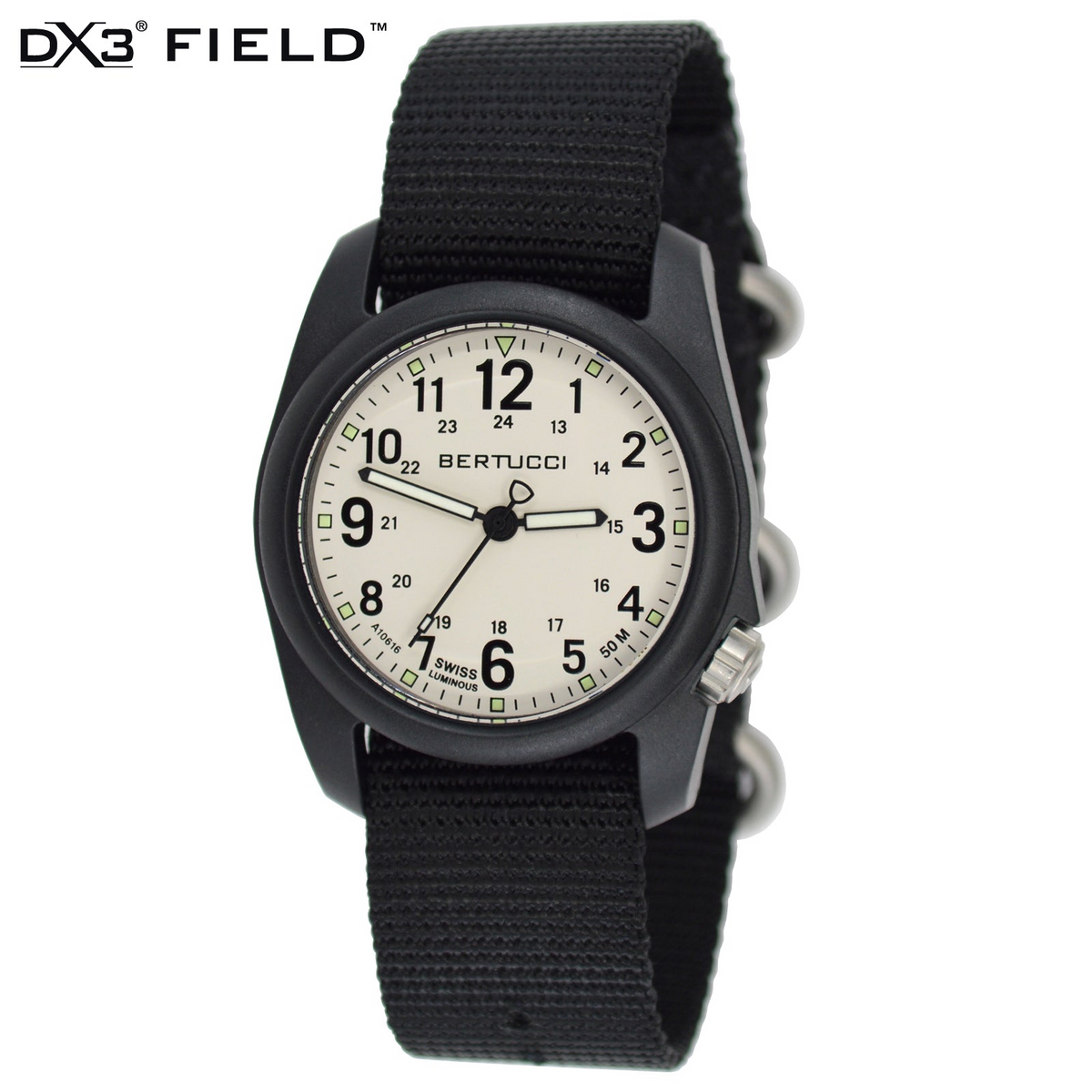 Bertucci DX3 Field Stone Dial Black Nylon Men's Watch 11039