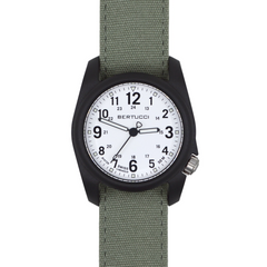 Bertucci DX3 Canvas White Dial Green Canvas Band Men's Watch 11090