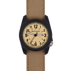 Bertucci DX3 Canvas Khaki Dial Brown Canvas Band Men's Watch 11092