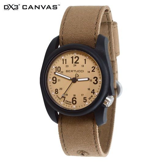 Bertucci DX3 Canvas Khaki Dial Brown Canvas Band Men's Watch 11092