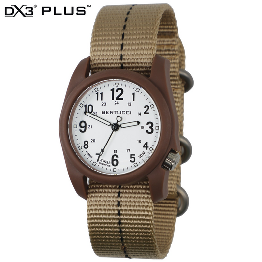 Bertucci DX3 Plus White Dial Brown Nylon Strap Men's Watch 11113