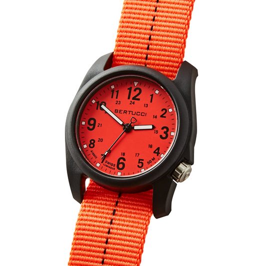 Bertucci DX3 Plus Orange Dial Orange Nylon Strap Men's Watch 11121