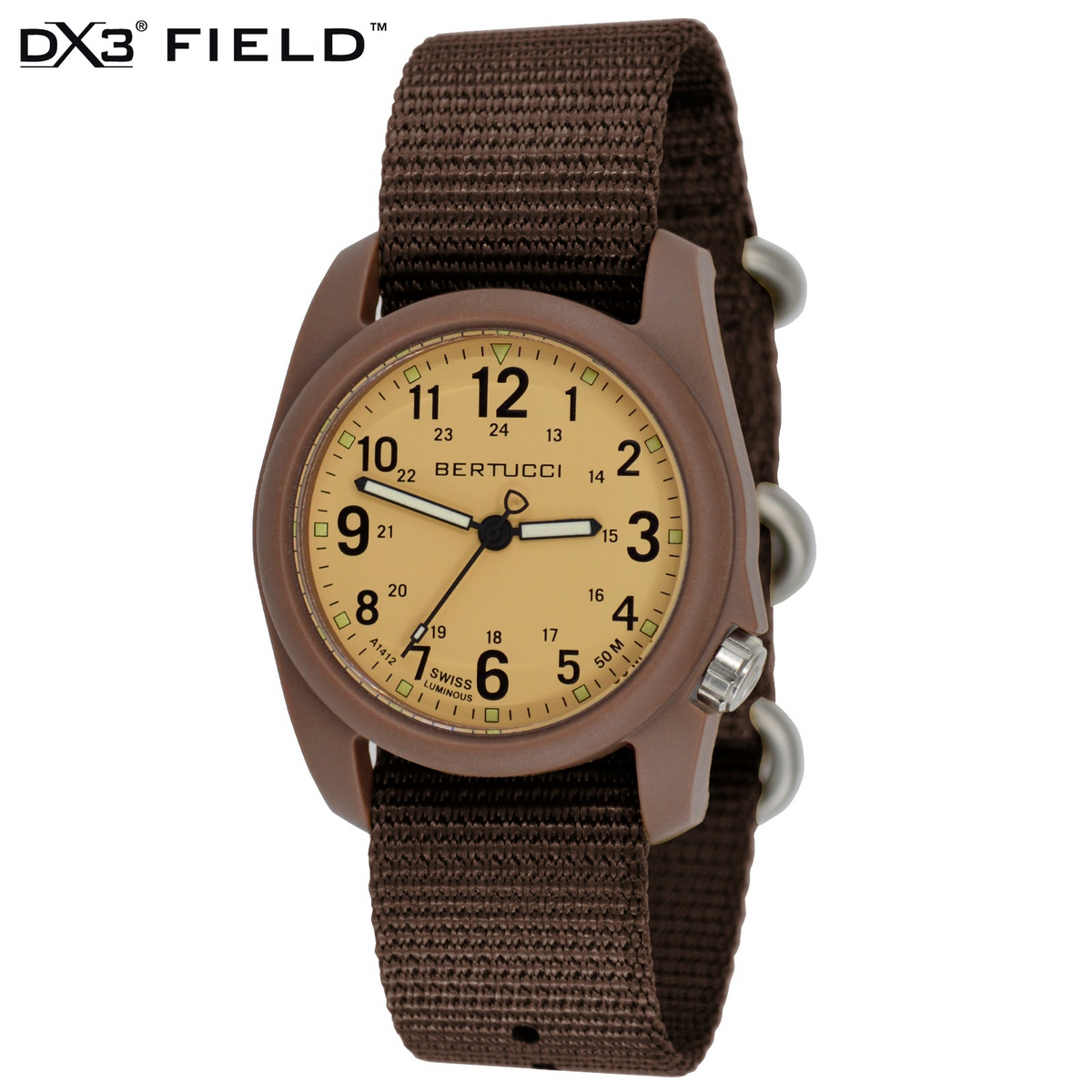 Bertucci DX3 Field Brown Dial Brown Nylon Men's Watch 11130