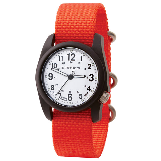 Bertucci DX3 Field White Dial Red-Orange Nylon Men's Watch 11144