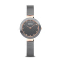 BERING Ceramic Polished Rose Gold 29mm Grey Dial Women's Watch 11429-369