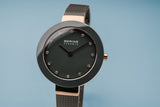 BERING Ceramic Polished Rose Gold 29mm Grey Dial Women's Watch 11429-369