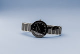 BERING Ceramic Polished Silver 29mm Black Dial Women's Watch 11429-742