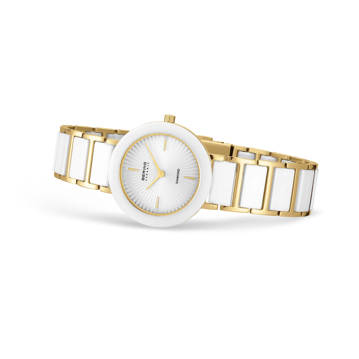 BERING Wave Ceramic Watch with Diamond Gold White 29mm White Dial Women's Watch 11429-758