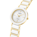 BERING Wave Ceramic Watch with Diamond Gold White 29mm White Dial Women's Watch 11429-758