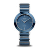 BERING Ceramic Polished Silver 35mm Blue Diamond Dial Women's Watch 11435-707