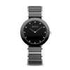 BERING Ceramic Polished Silver 35mm Black Dial Women's Watch 11435-749