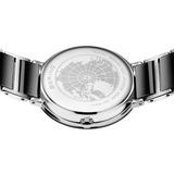 BERING Ceramic Polished Silver 35mm Black Dial Women's Watch 11435-749