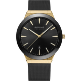 BERING Ceramic Date Mesh Watch Black Gold 46mm Black Dial Men's Watch 11440-132