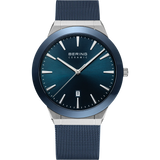 BERING Ceramic Date Mesh Watch Blue 46 mm Blue Dial Men's Watch 11440-307