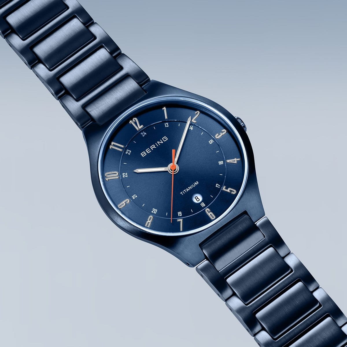 BERING Titanium Matte Blue 39mm Blue Sunray Dial Men's Watch 11739-797