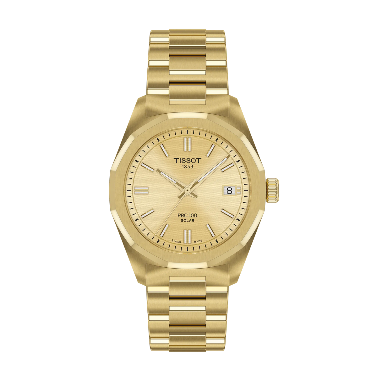 Tissot PRC 100 Solar 34mm Yellow Gold Dial Women's Watch T1518223302100